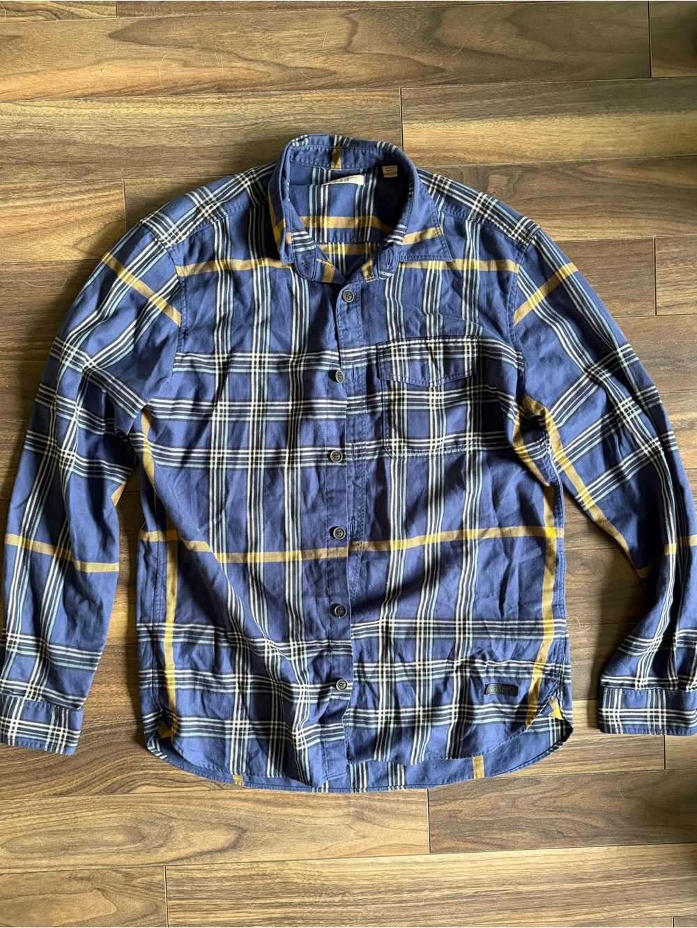 Burberry Brit Blue and Yellow Plaid Casual Button-Down Shirt